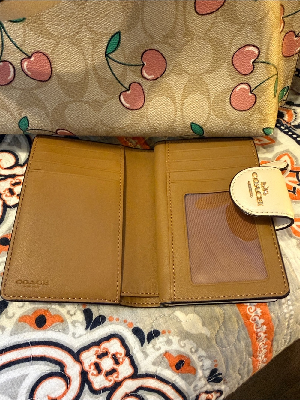 Coach Beige Tote with Pink Cherry Print - Picture 3 of 6